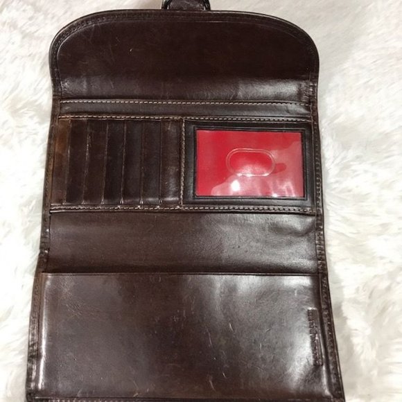 *Rare* Dooney & Bourke Burnished Red Brown Genuine Leather Croc Embossed Wallet - Picture 7 of 14